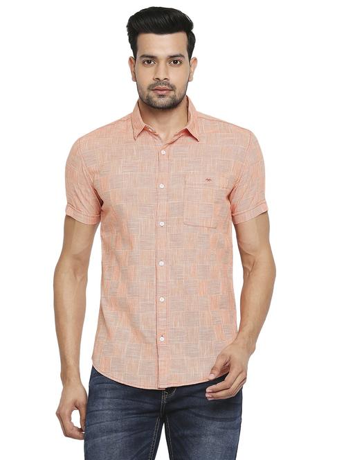 orange solid casual shirt - 19137538 - Standard Image - 0