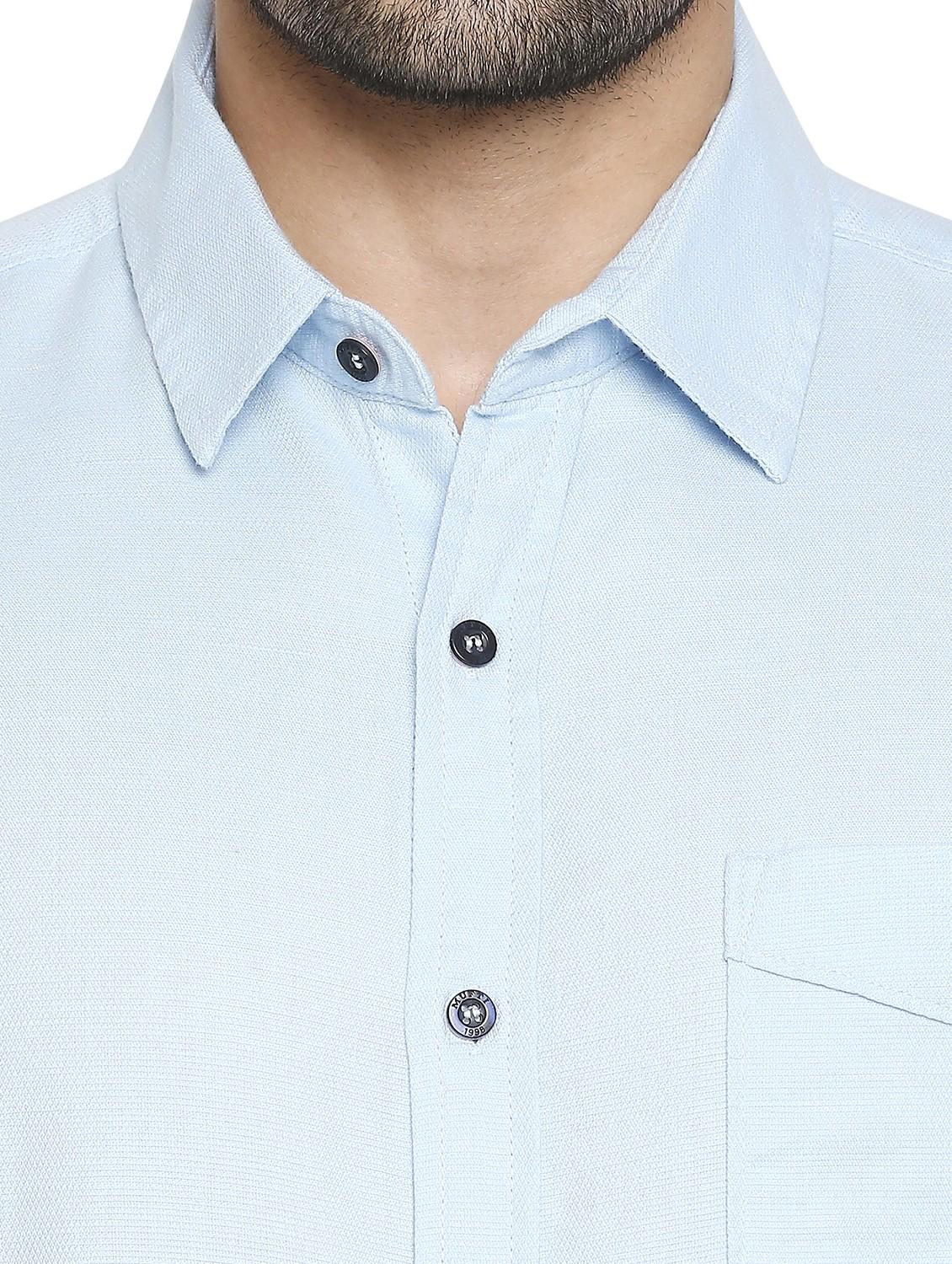 blue solid casual shirt - 19137543 - Standard Image - 5