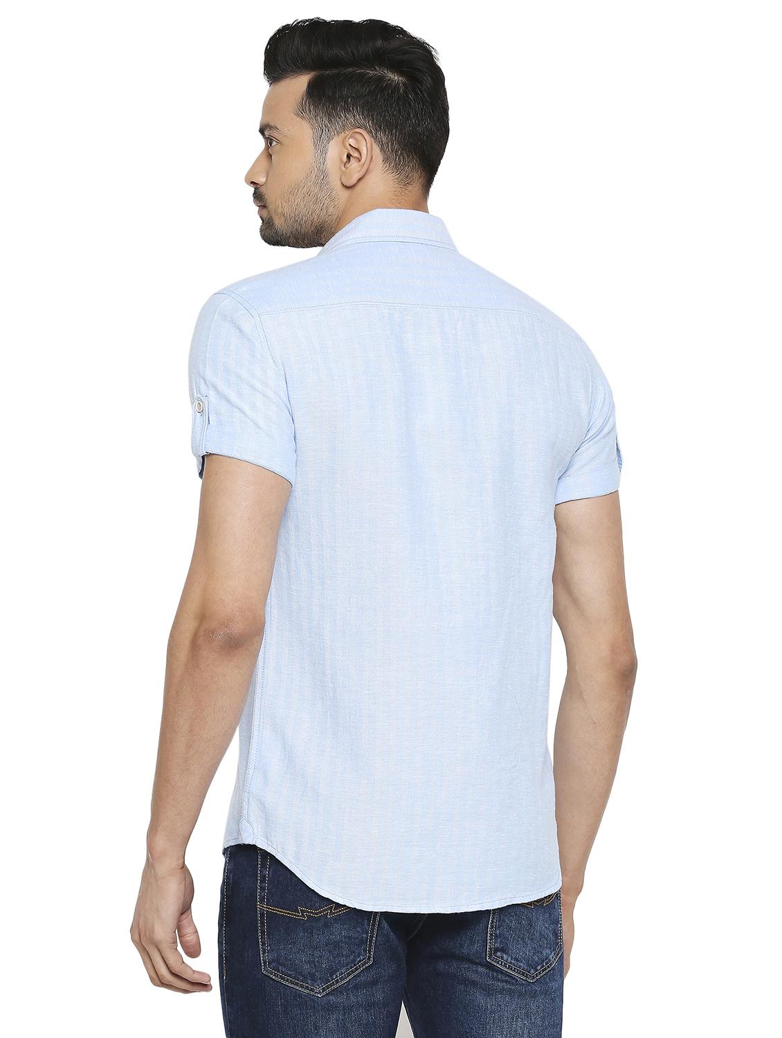 blue solid casual shirt - 19137557 - Standard Image - 3