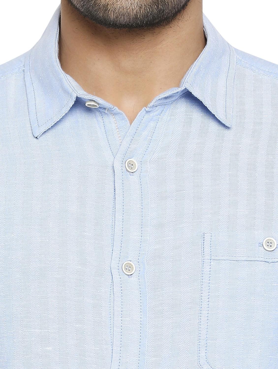 blue solid casual shirt - 19137557 - Standard Image - 5