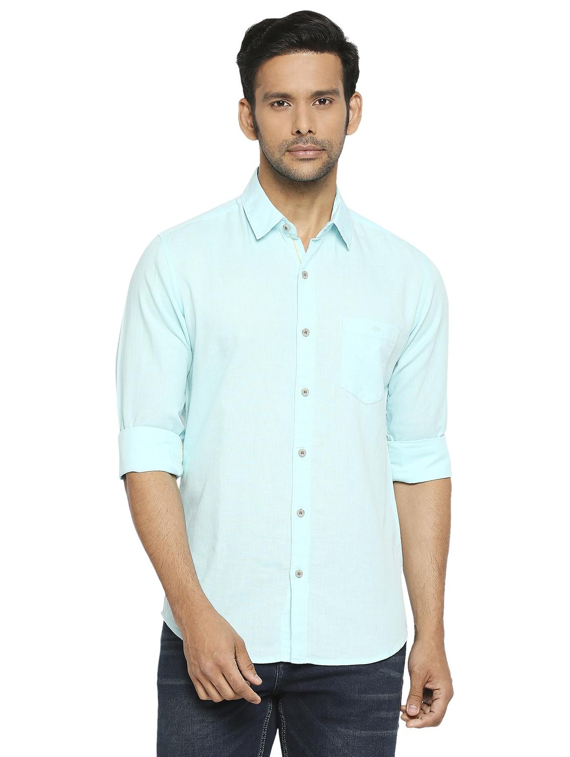 blue solid casual shirt - 19137559 - Zoom Image - 0