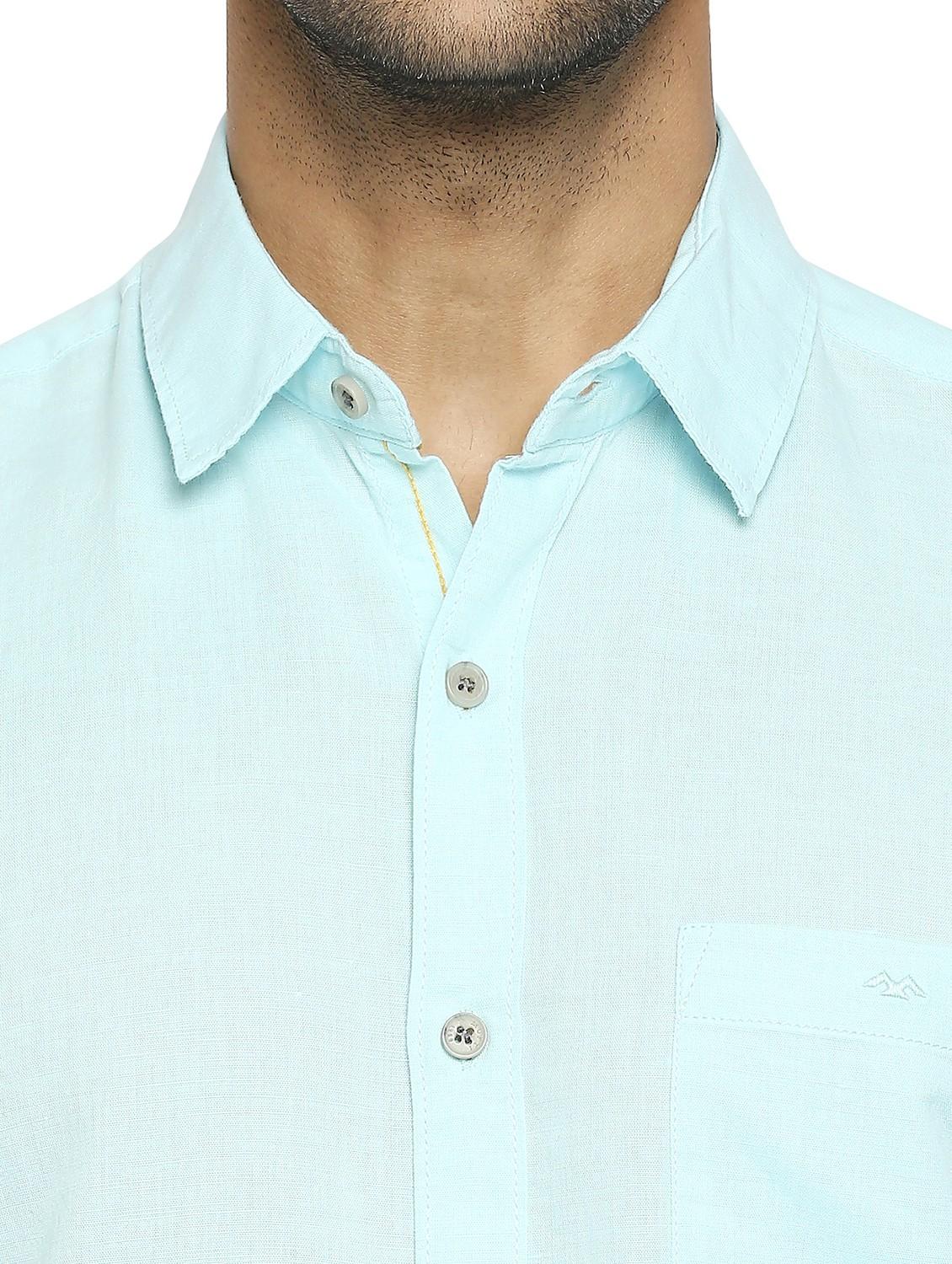 blue solid casual shirt - 19137559 - Standard Image - 5