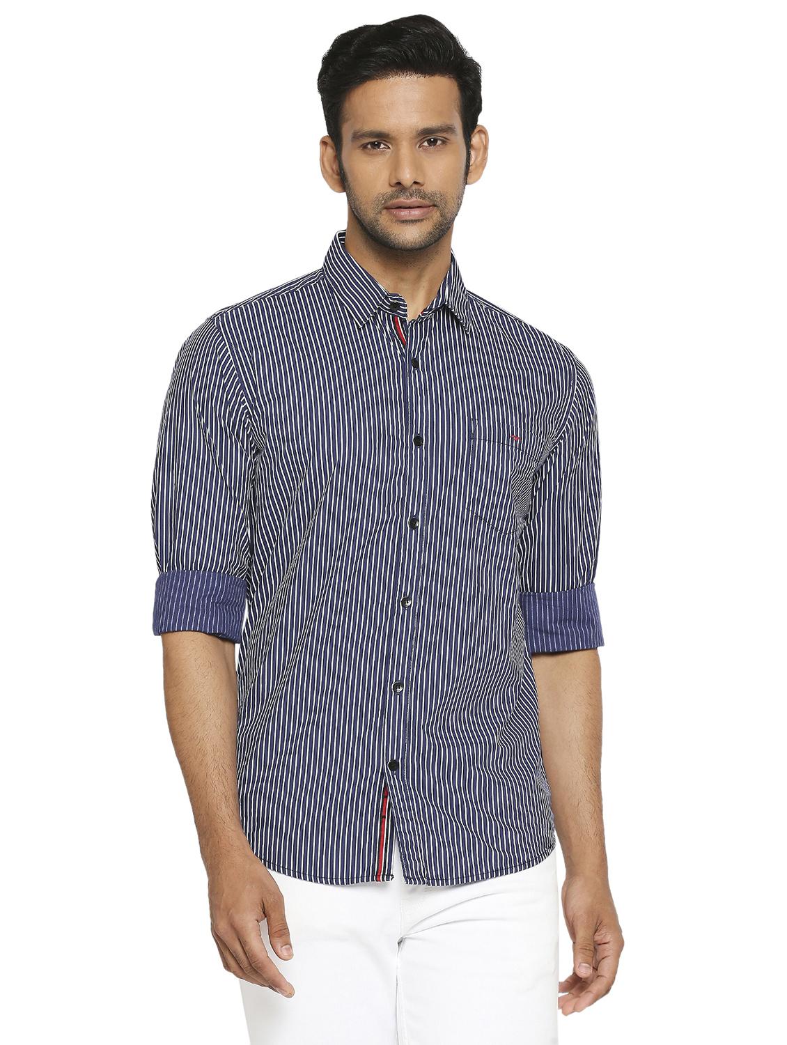 blue striped casual shirt - 19137563 - Zoom Image - 0