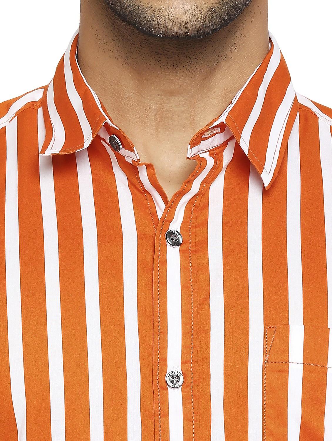 orange striped casual shirt - 19137565 - Standard Image - 5