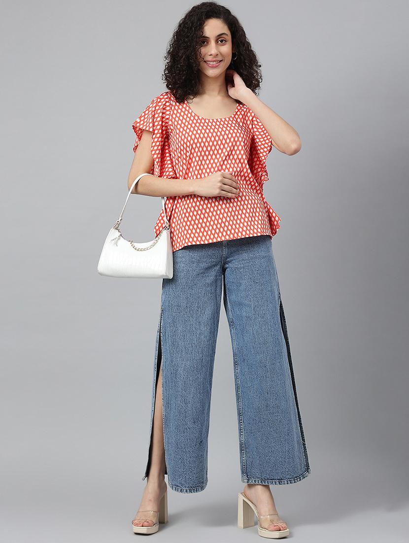 women's straight round neck top - 19138386 - Standard Image - 3