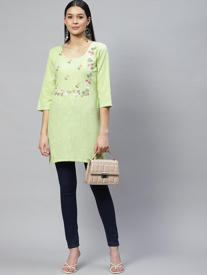 green printed a-line tunic - 19138474 - Standard Image - 3