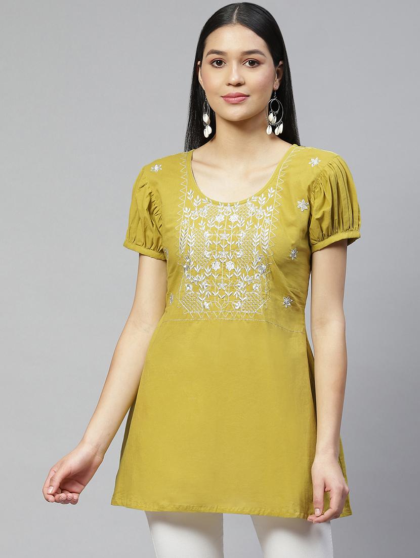 green printed a-line tunic - 19138476 - Zoom Image - 0