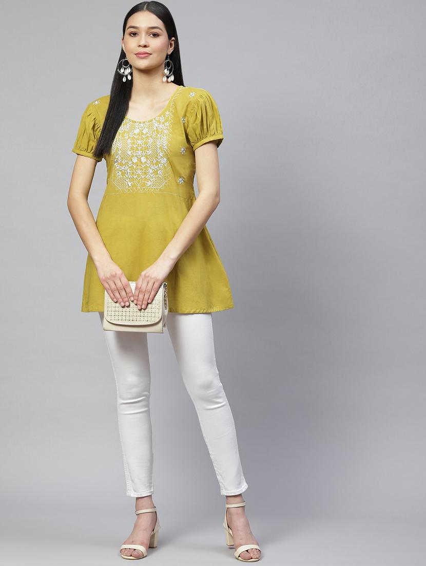 green printed a-line tunic - 19138476 - Standard Image - 3