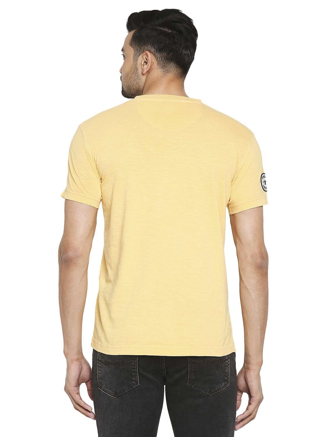 round neck solid t-shirt - 19138495 - Standard Image - 3