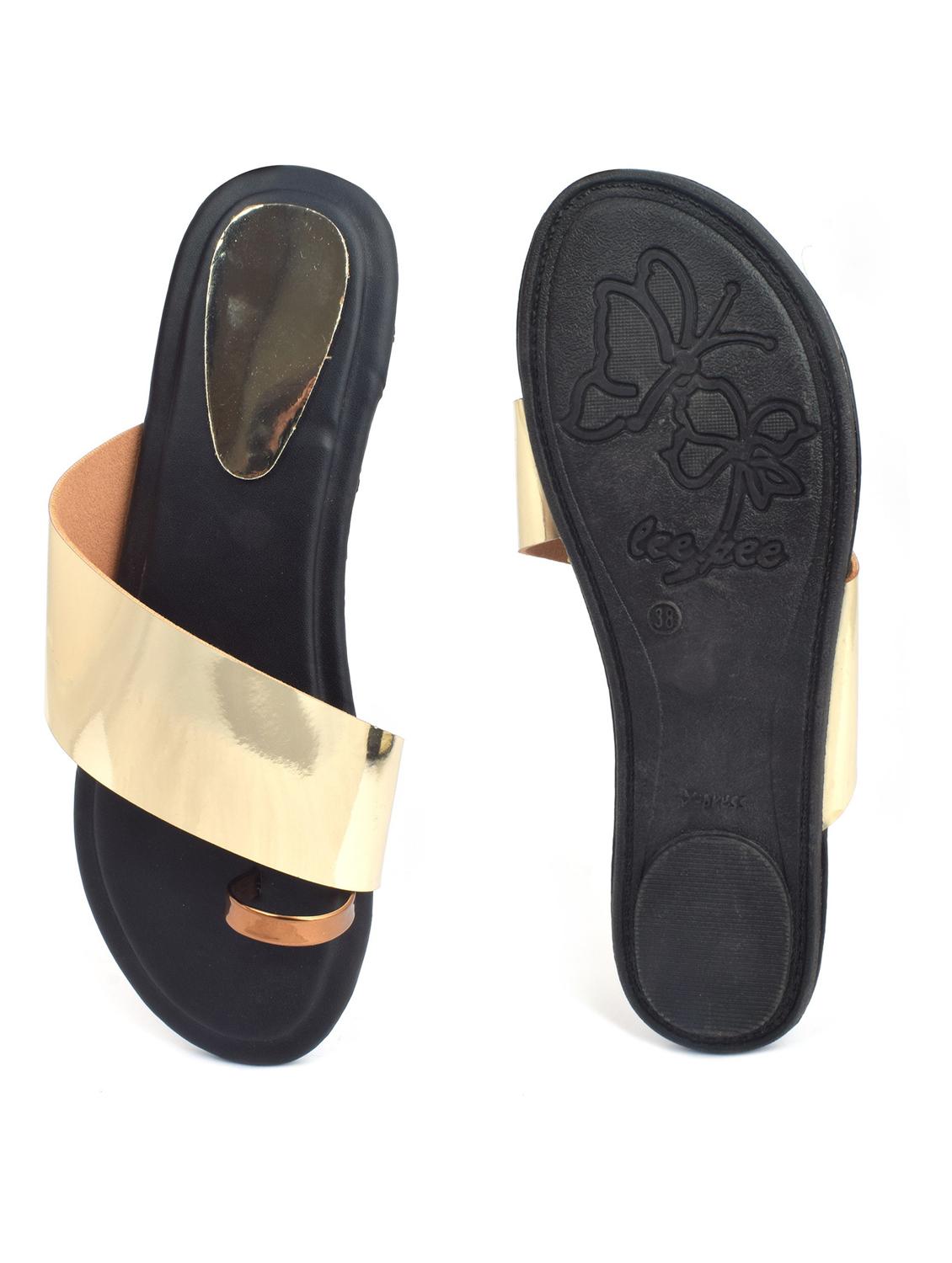 copper colored slip on flat sandal - 19138620 - Standard Image - 3