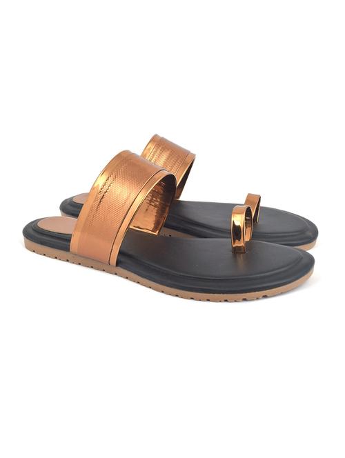 copper colored slip on flat sandal - 19138648 - Standard Image - 0