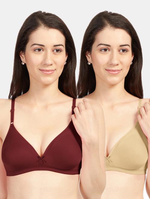 women pack of 2 solid bra combo - 19139762 - Standard Image - 0