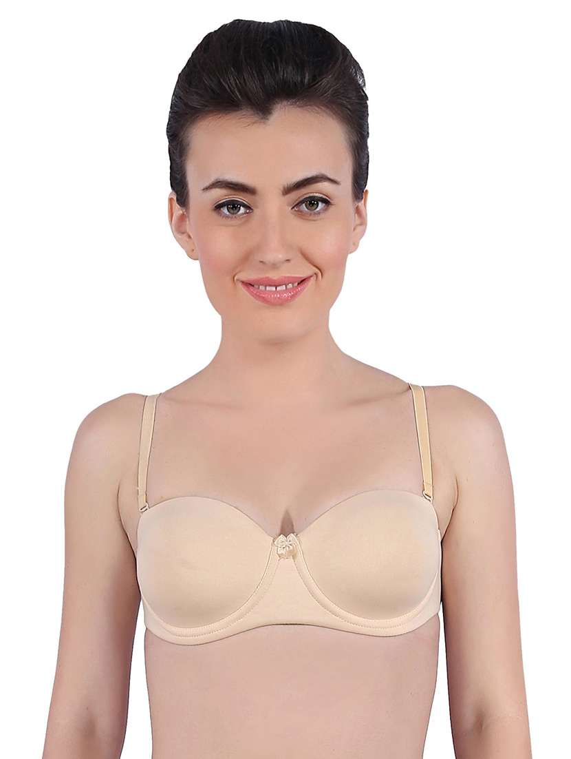 beige solid regular bra