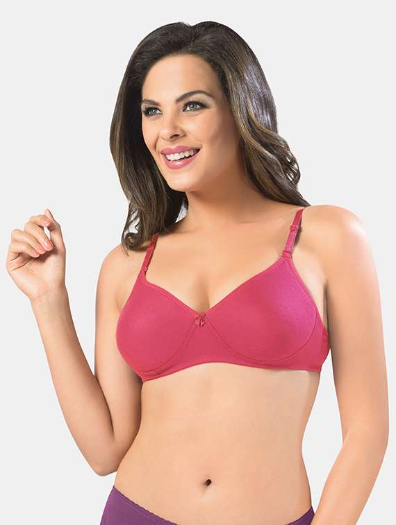 women pink solid regular bra