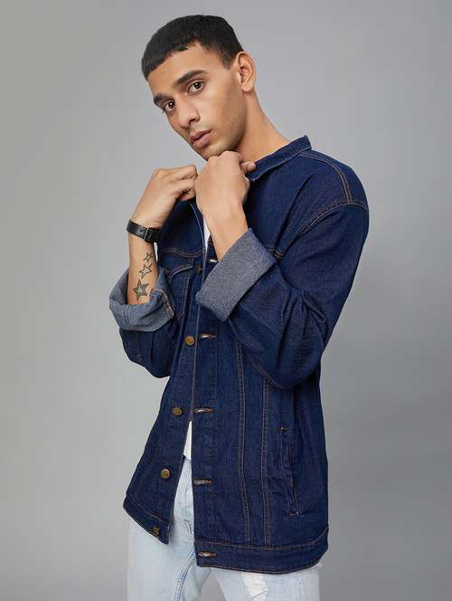 dark blue washed denim jacket - 19142370 -  Standard Image - 0