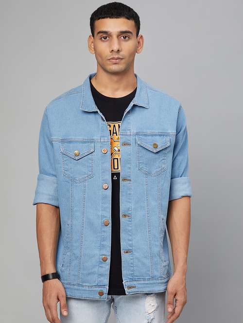 light blue washed denim jacket - 19142371 -  Standard Image - 0