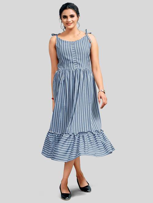 women's tiered dress striped dress - 19142452 - Standard Image - 0
