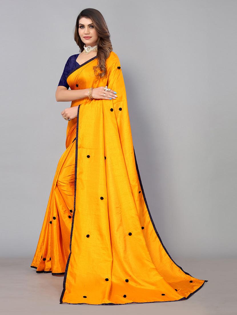 yellow georgette embroidered saree - 19142482 -  Zoom Image - 0