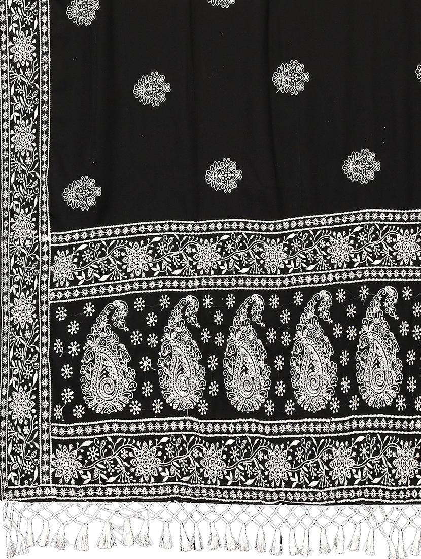 black georgette embroidered saree - 19142483 - Standard Image - 3
