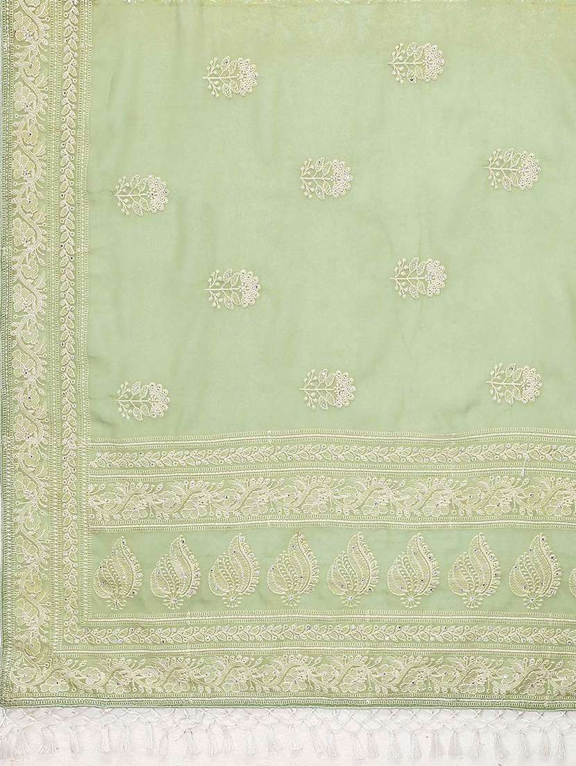 light green georgette embroidered saree with blouse - 19142490 -  Standard Image - 3