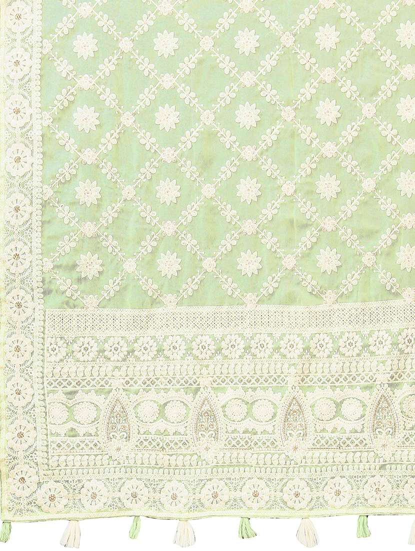 light green georgette embroidered saree with blouse - 19142495 - Standard Image - 3