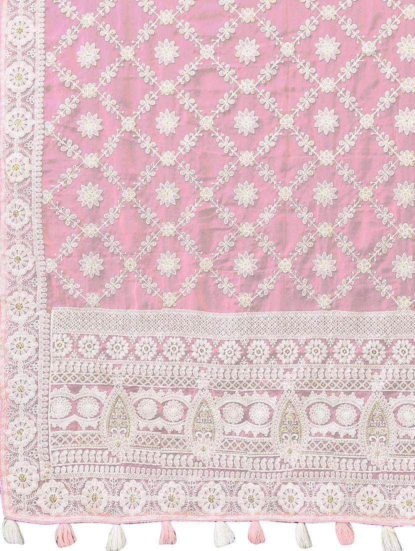 pink georgette embroidered saree with blouse - 19142498 -  Standard Image - 3