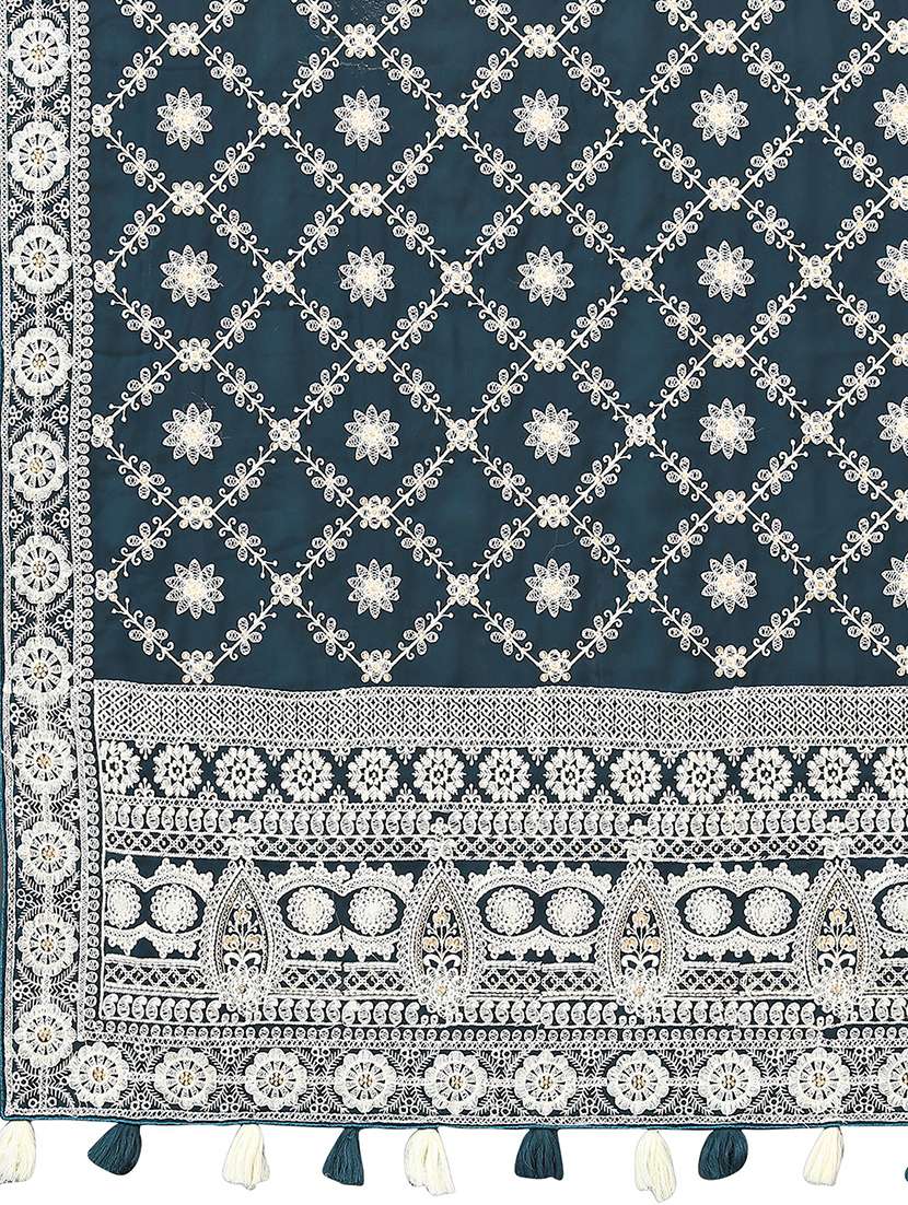 blue georgette embroidered saree with blouse - 19142499 -  Standard Image - 3