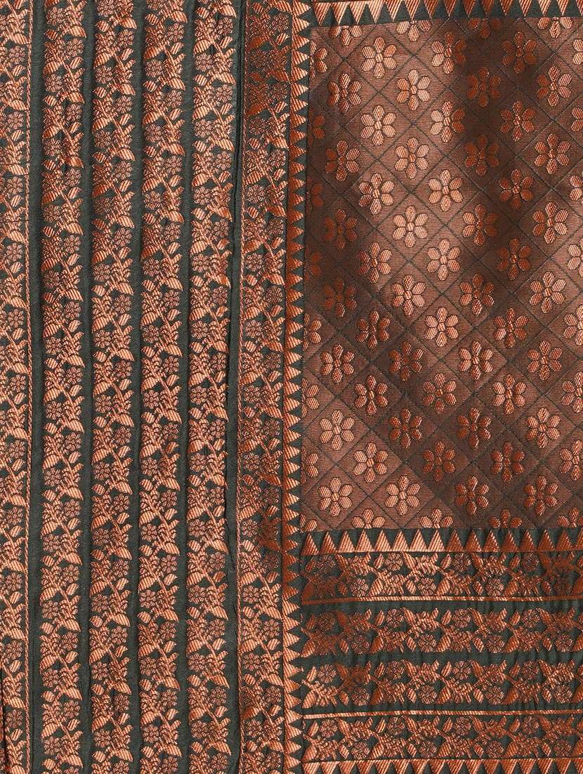 women's self design bottle green colored saree with blouse - 19143102 -  Standard Image - 3