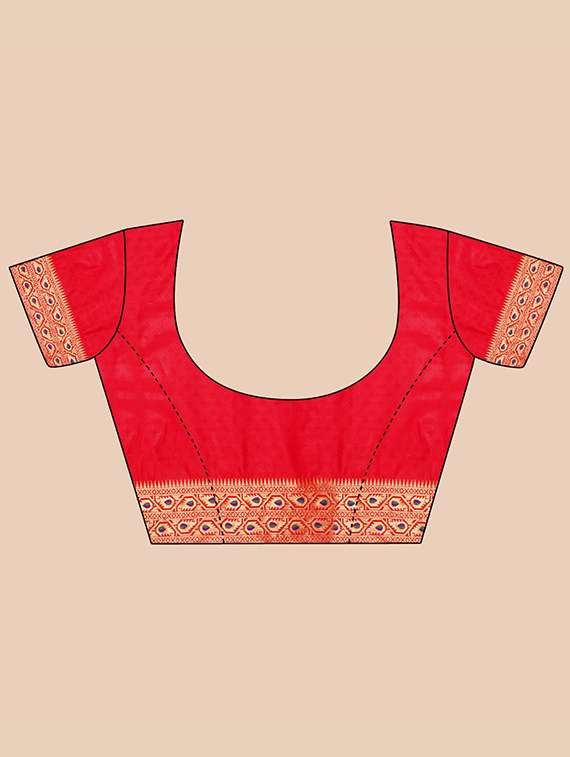 Women's Self Design Red Colored Saree With Blouse