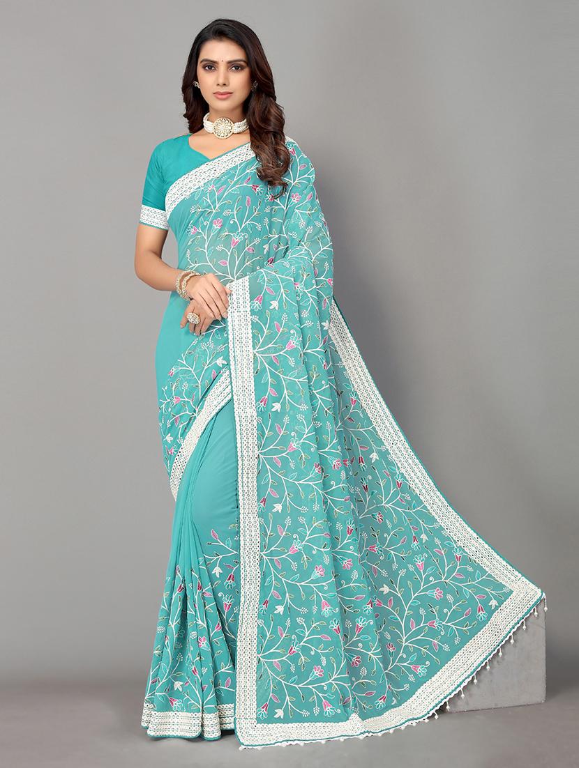women's embroidered saree with blouse - 19143140 -  Zoom Image - 0