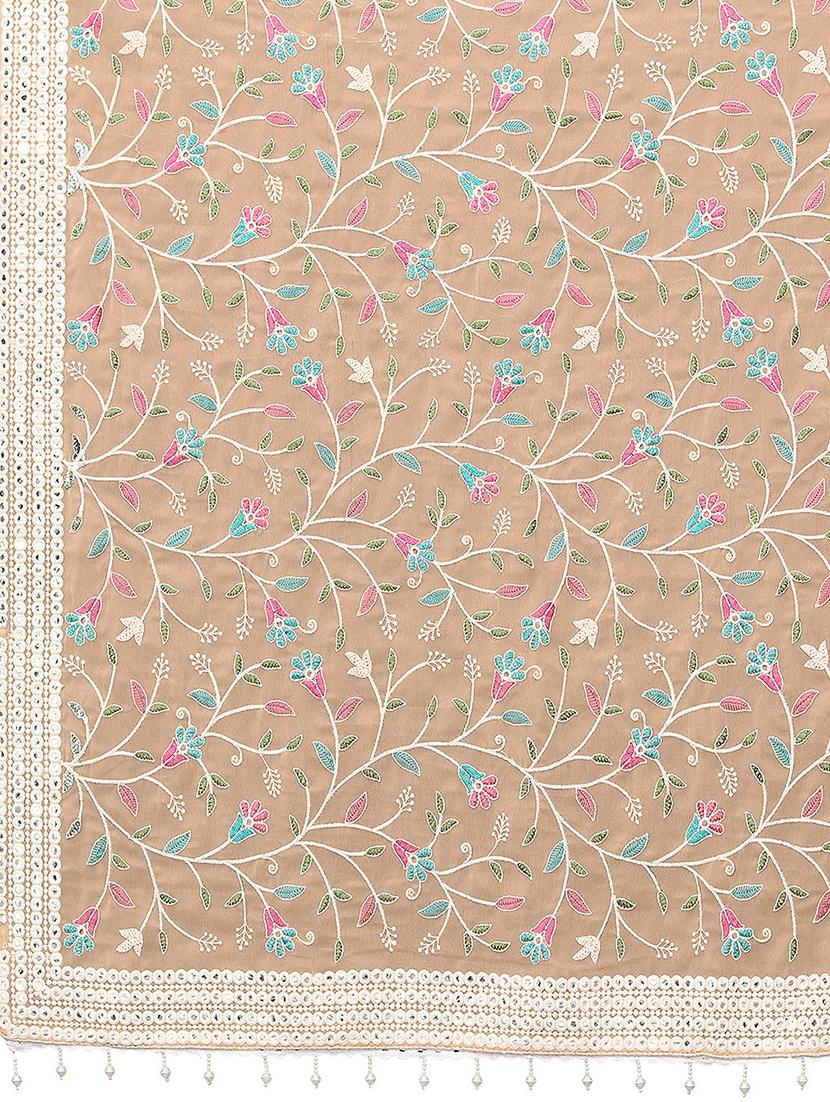 floral embroidered saree with blouse - 19143141 - Standard Image - 3