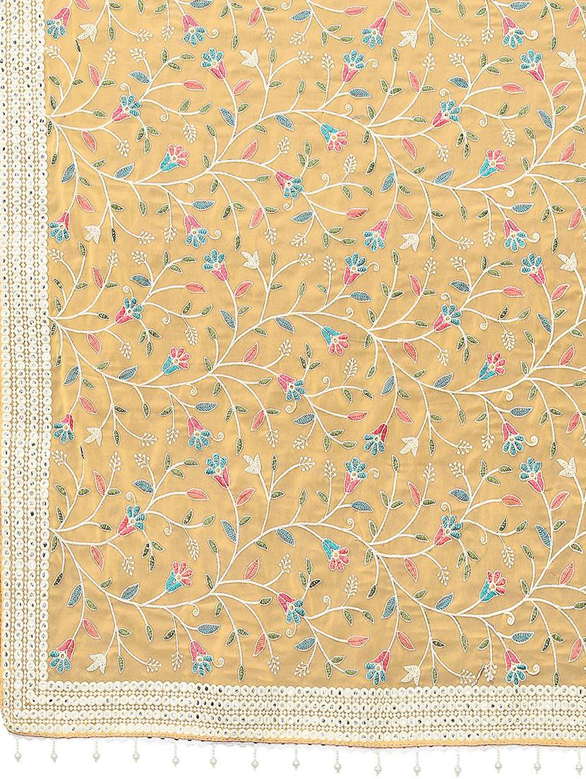 mustard georgette embroidered saree with blouse - 19143142 - Standard Image - 3