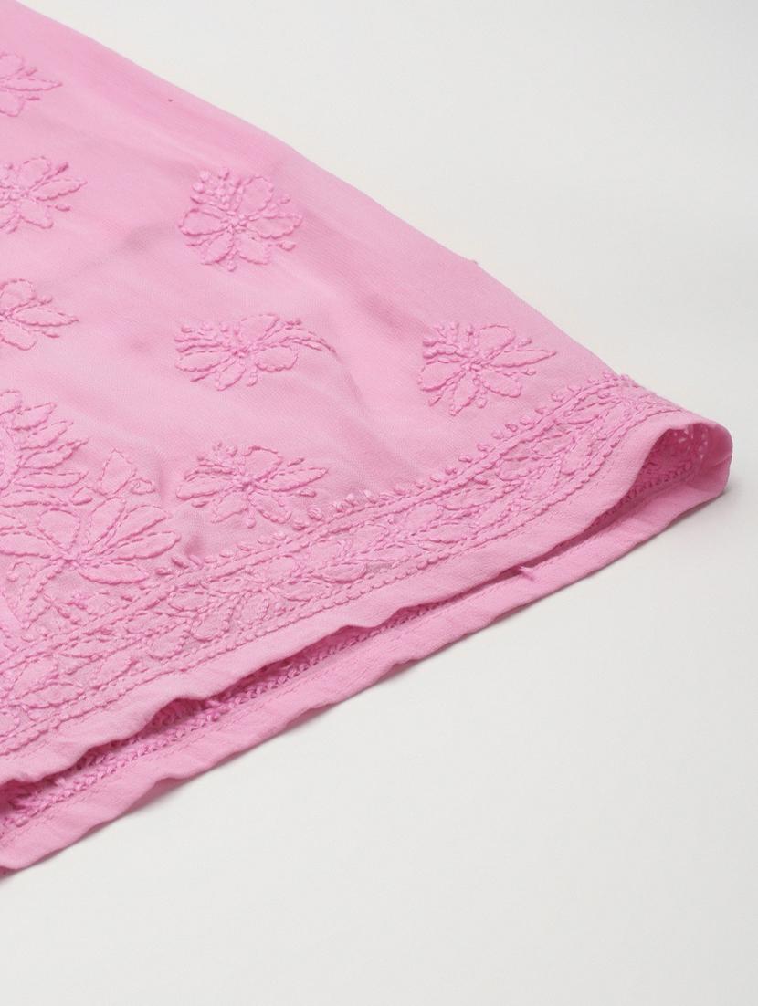 ada women's hand embroidered pink ethnic motifs embroidered flared handloom georgette palazzo - 19143173 - Standard Image - 5