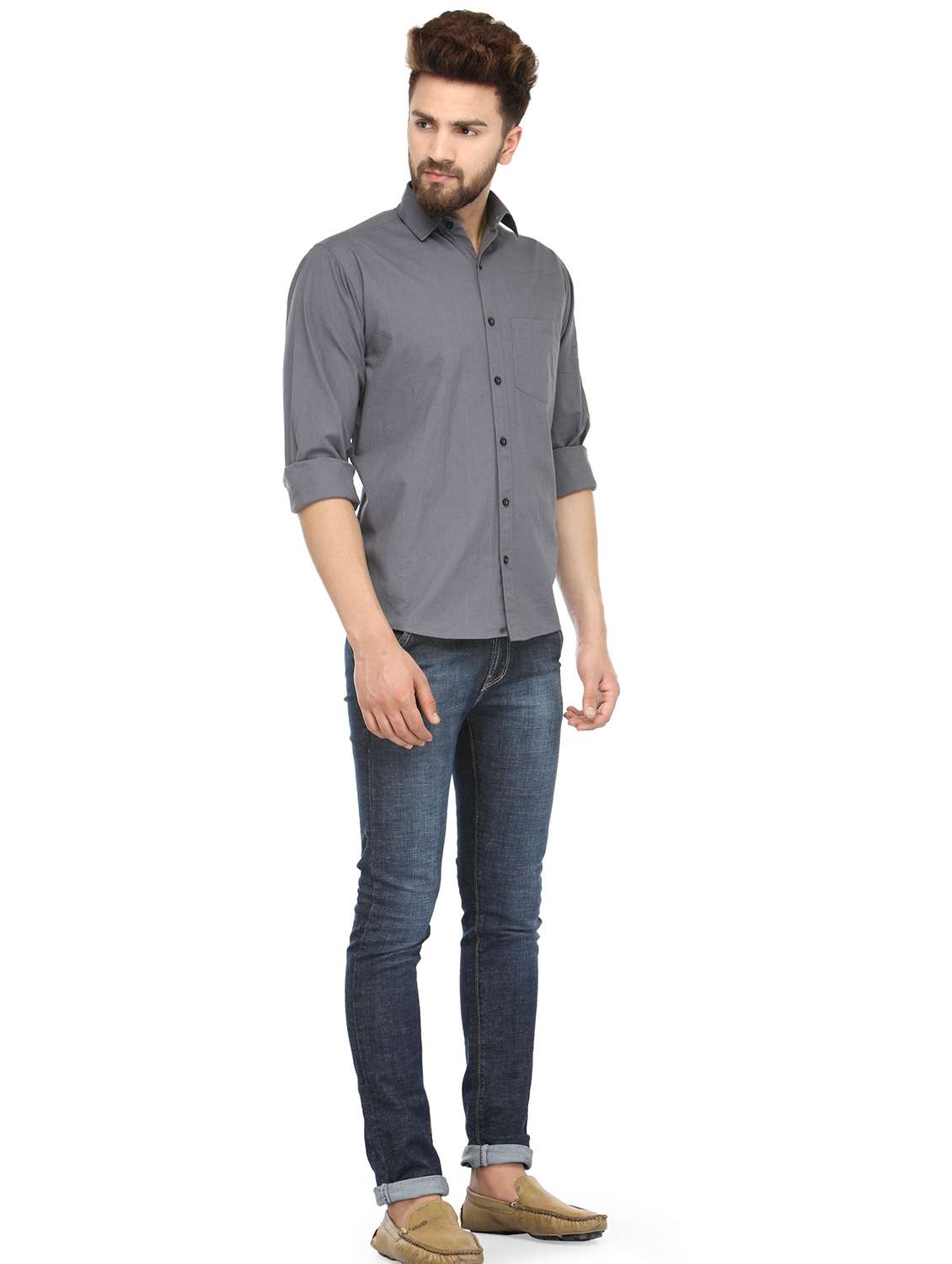 mens solid casual shirt - 19143190 -  Standard Image - 3