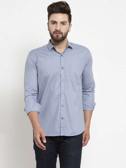 mens solid casual shirt - 19143192 - Standard Image - 0