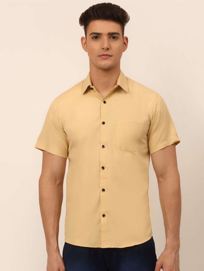beige solid casual shirt - 19143383 - Zoom Image - 0