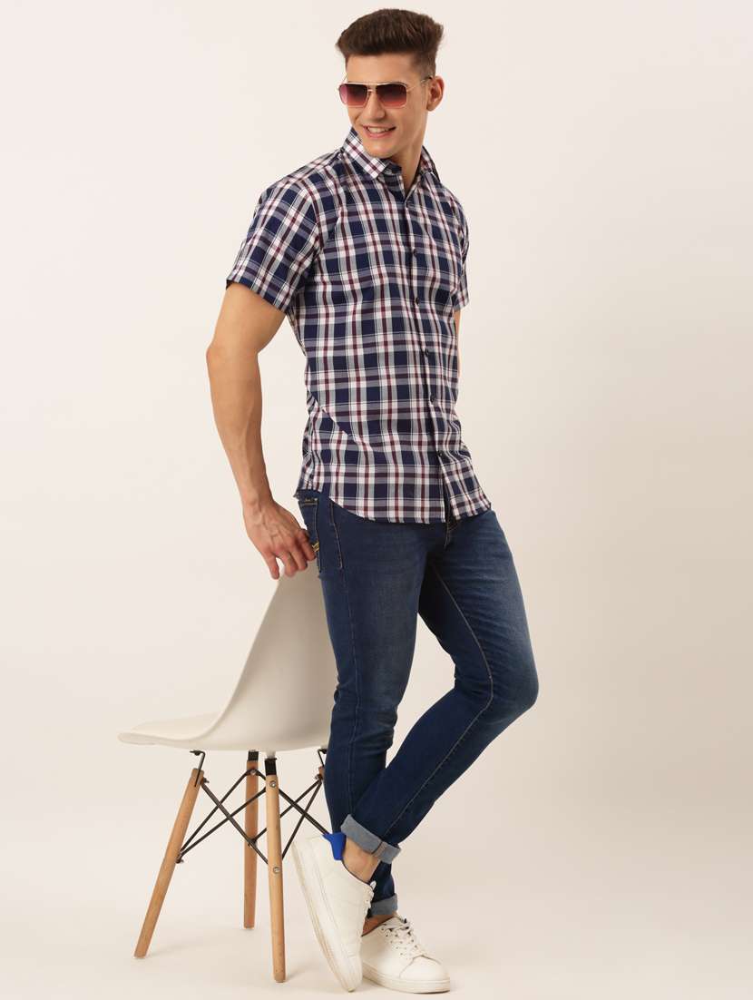mens checks casual shirt - 19143530 - Standard Image - 3