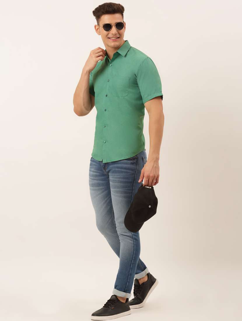 mens solid casual shirt - 19143537 - Standard Image - 3