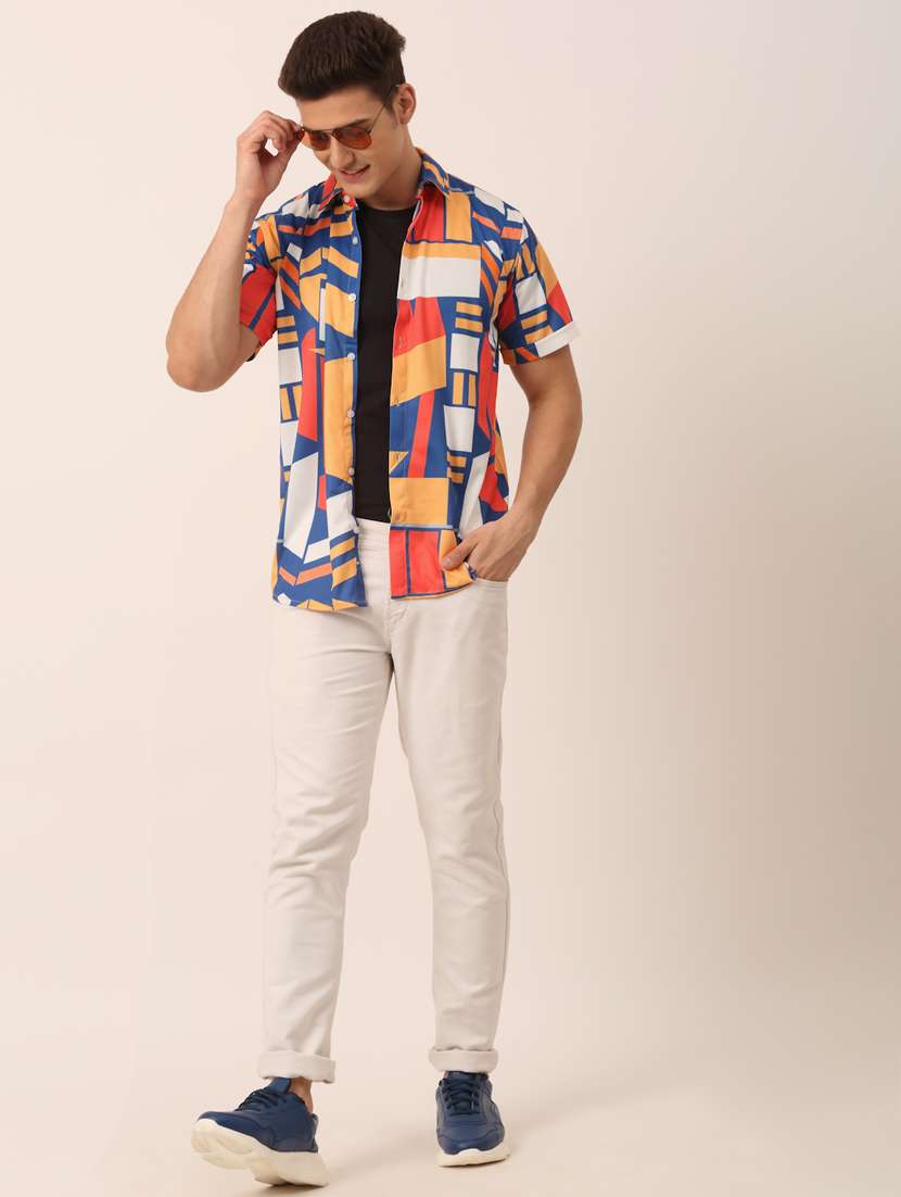 mens geometric casual shirt - 19143550 -  Standard Image - 3