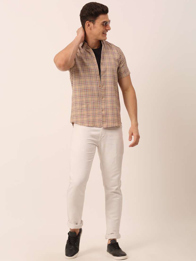 mens checks casual shirt - 19143552 - Standard Image - 3