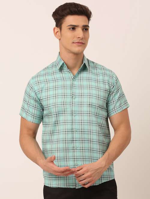 mens checks casual shirt - 19143553 - Standard Image - 0