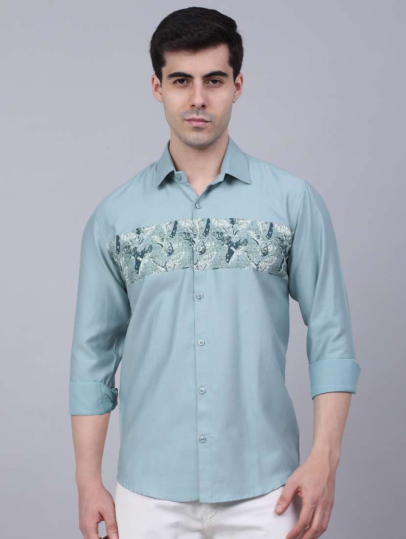 mens placement print casual shirt