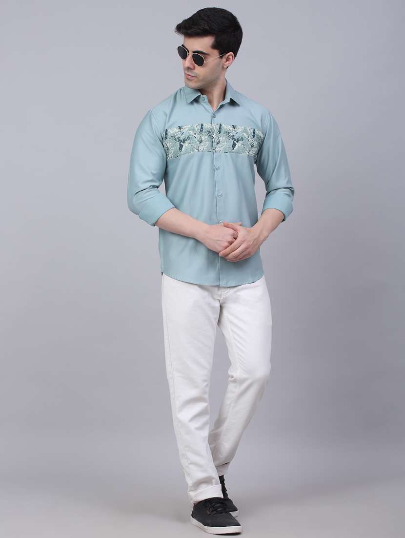 mens placement print casual shirt - 19143658 - Standard Image - 3