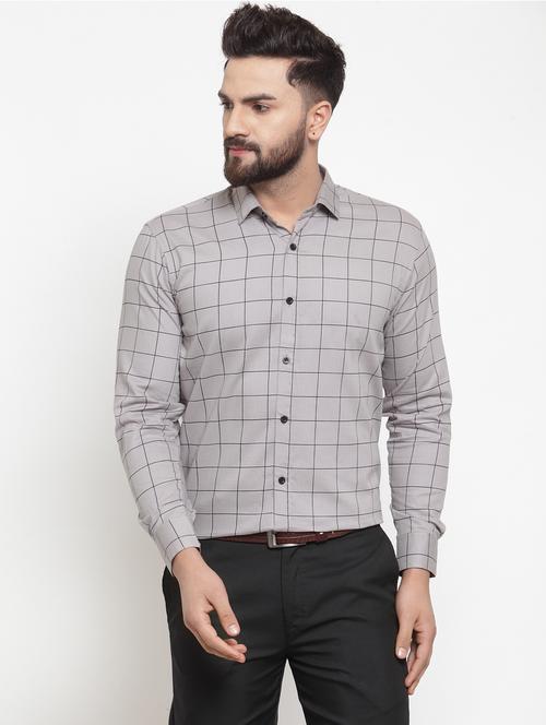 mens checks formal shirt - 19144228 - Standard Image - 0