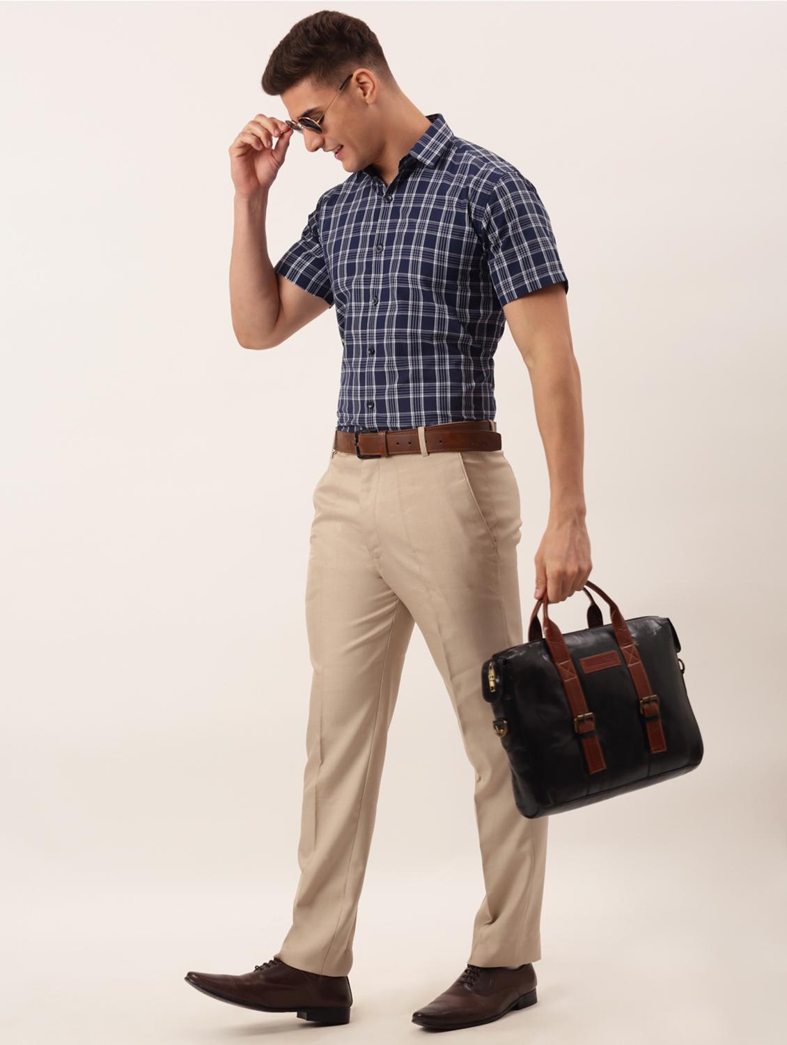 mens checks formal shirt - 19144456 - Standard Image - 3