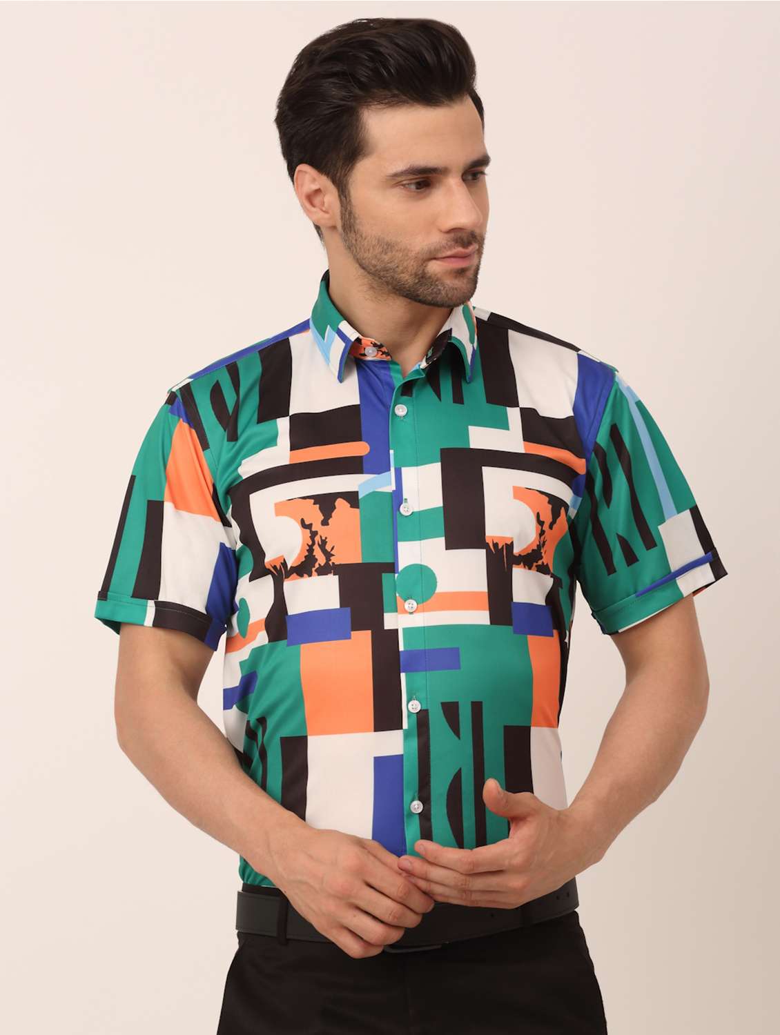 green cotton formal shirt - 19144476 -  Zoom Image - 0
