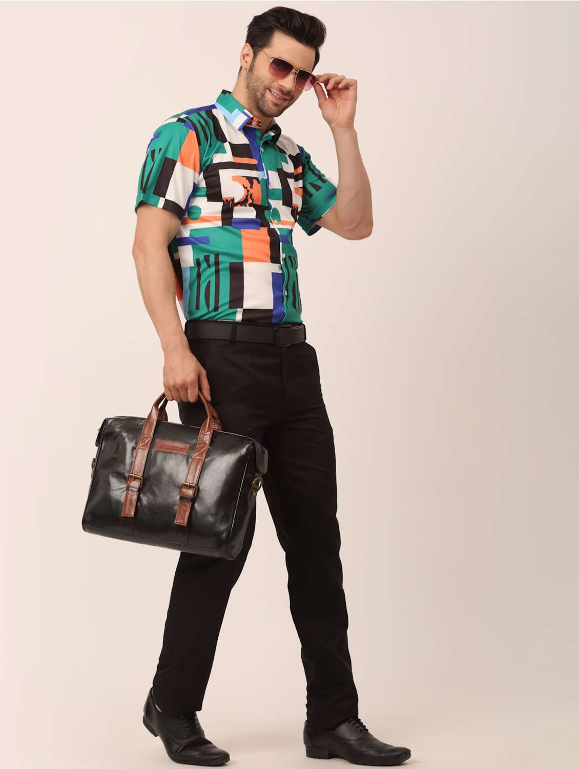 green cotton formal shirt - 19144476 - Standard Image - 3