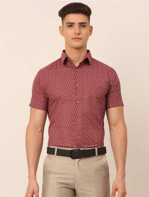 mens micro print formal shirt - 19144512 - Standard Image - 0