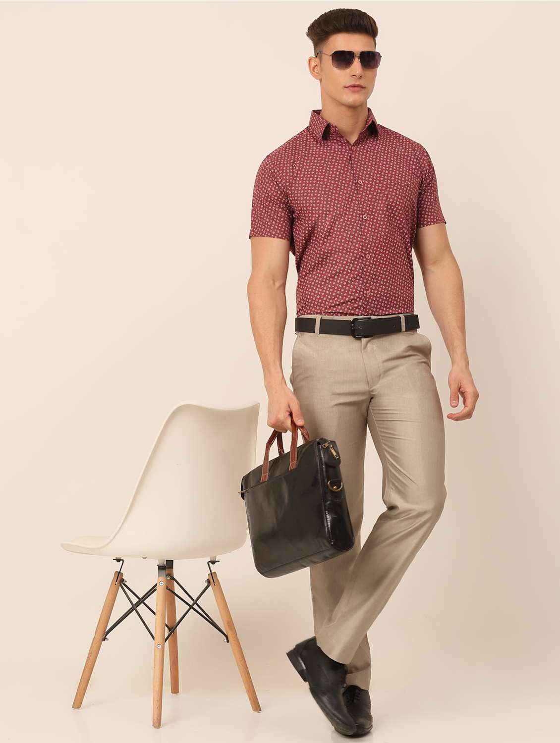 mens micro print formal shirt - 19144512 - Standard Image - 3