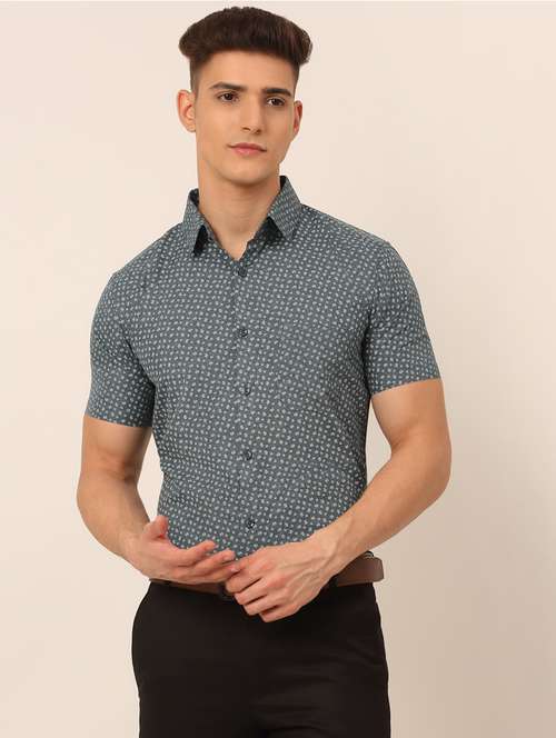 mens micro print formal shirt - 19144515 - Standard Image - 0